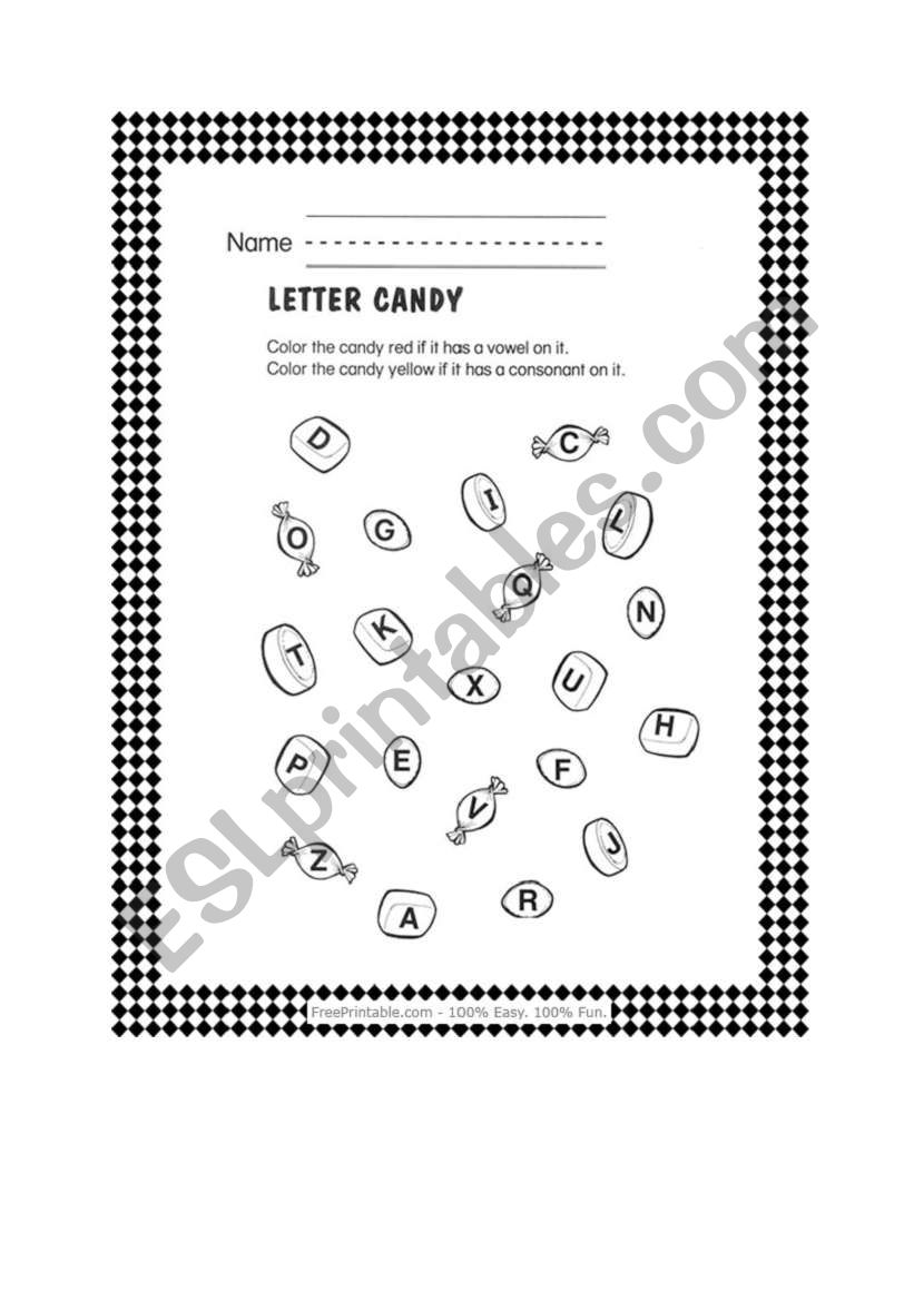 candy letters worksheet