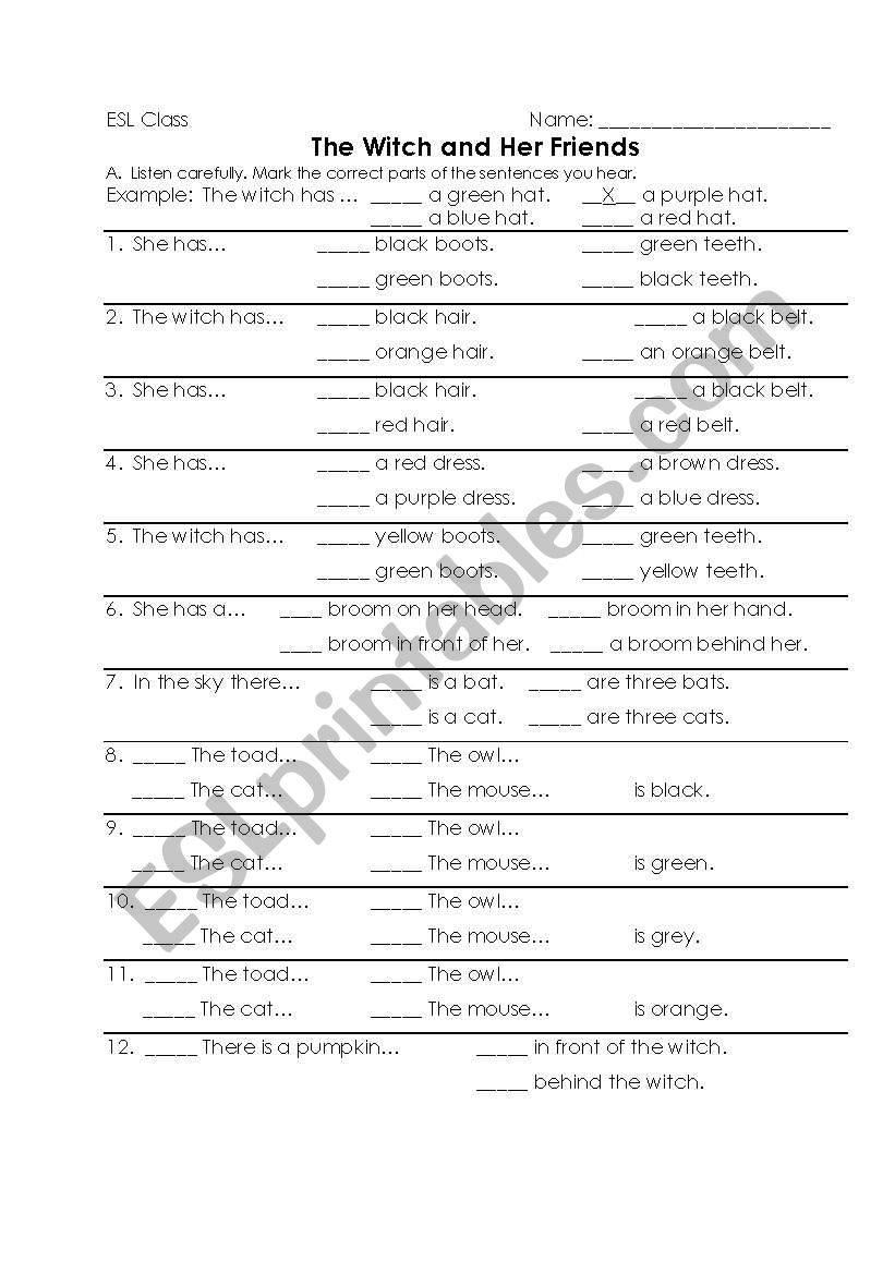 The Witch and Her Friends worksheet