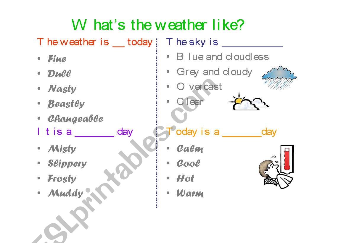 whats the weather like? worksheet