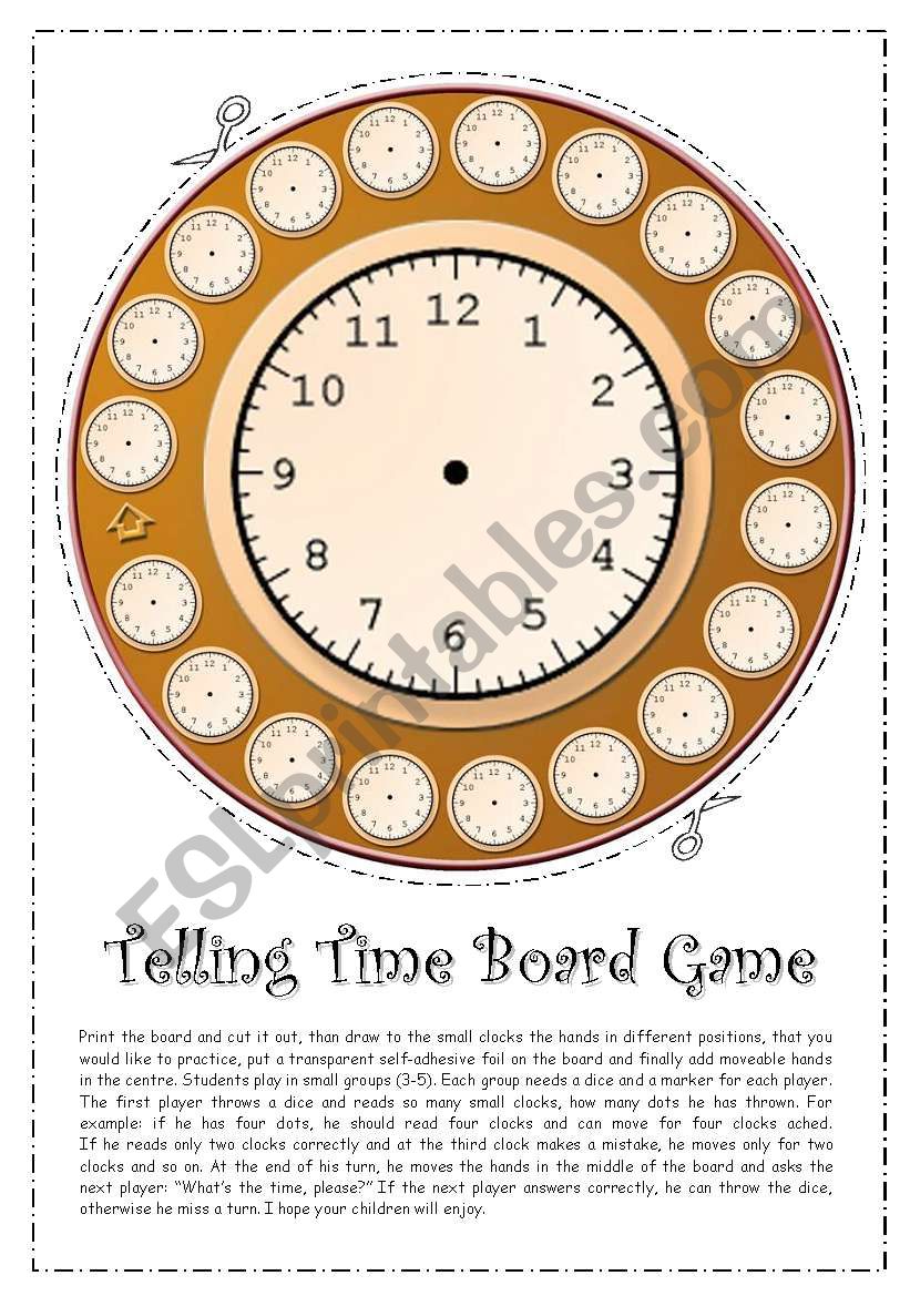 Telling Time Board Game worksheet