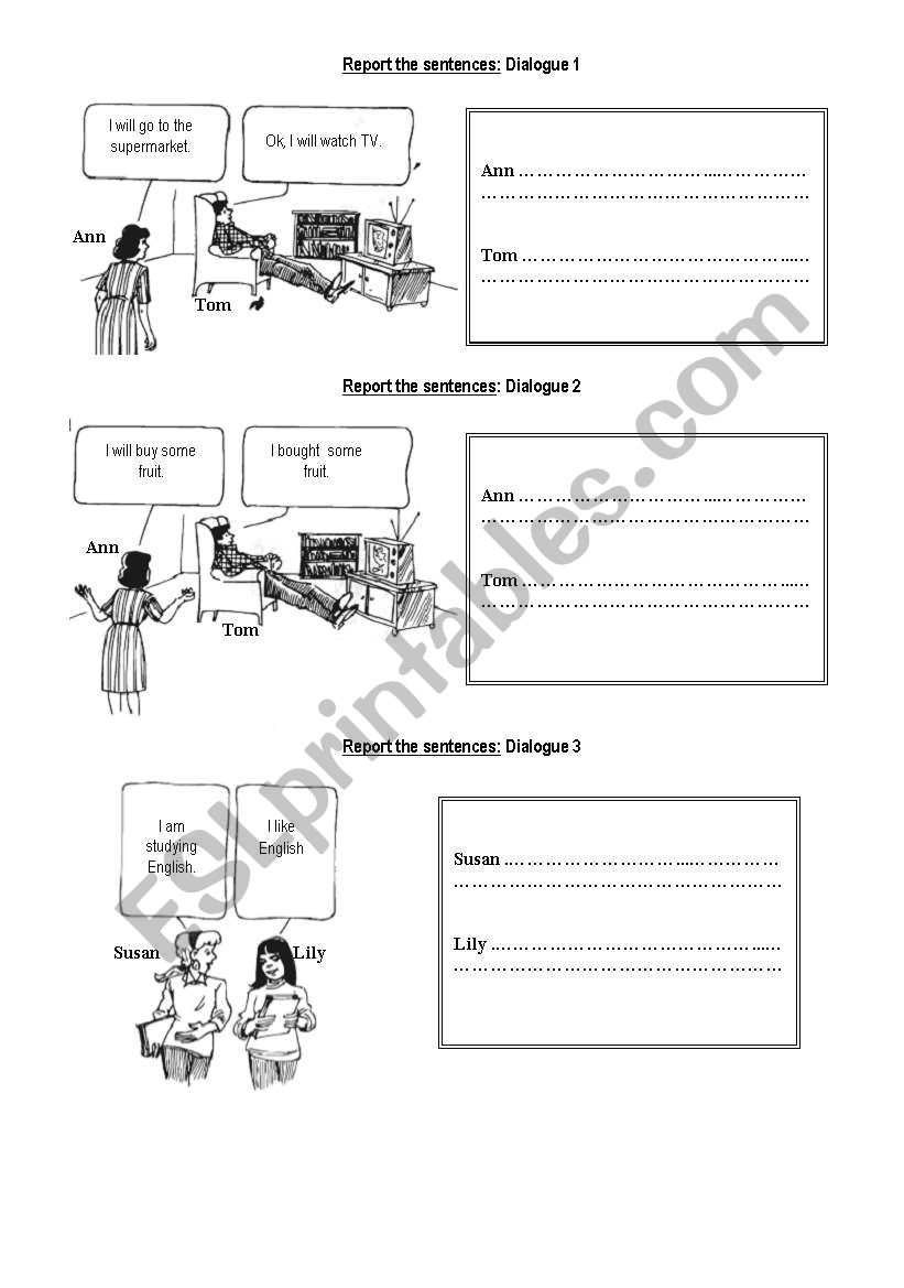 Reported Speech - ESL worksheet by gieleven