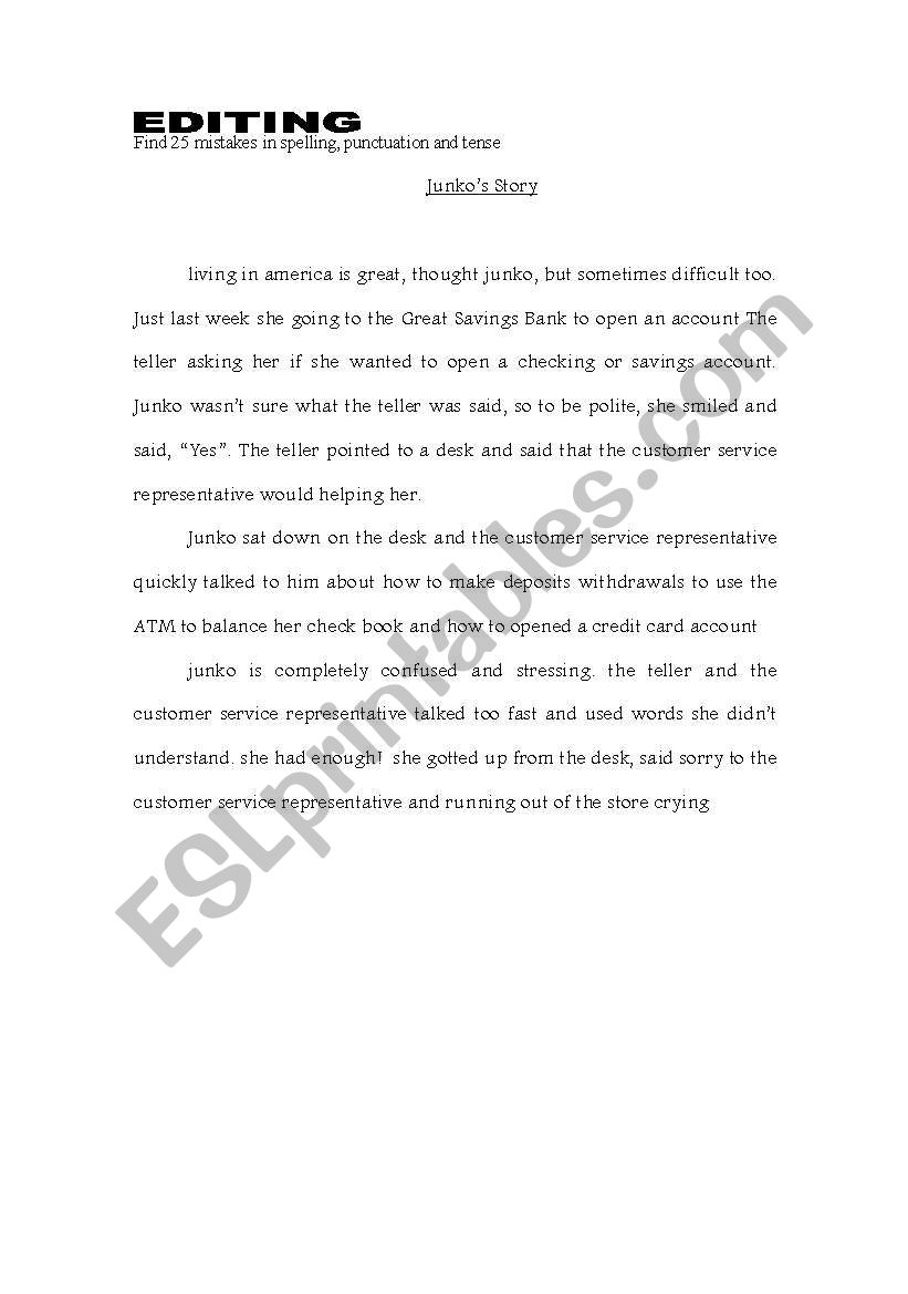 EDITING_BANKING STORY worksheet