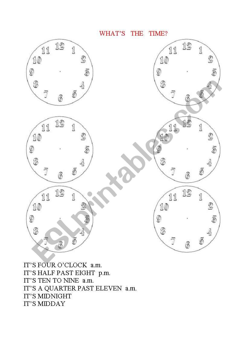 What´s the time? - ESL worksheet by pizzetta