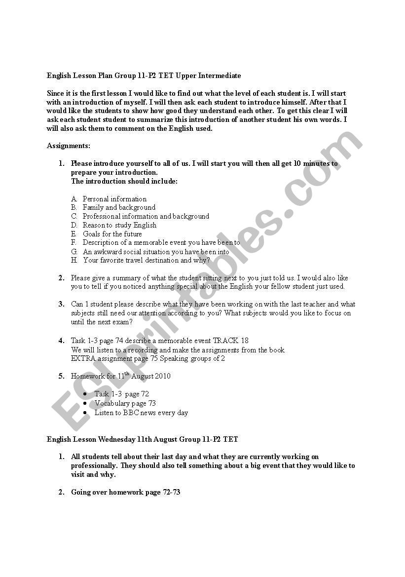 Lesson plan  worksheet