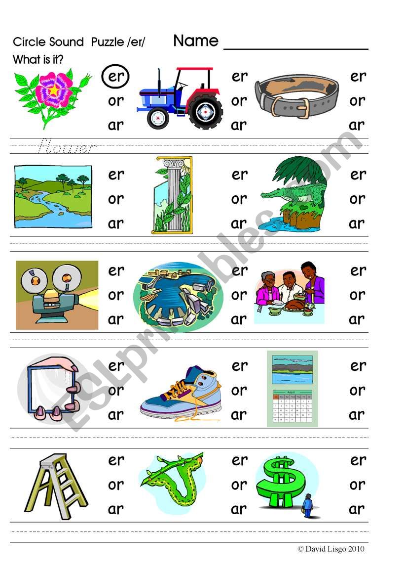 Circle Sound Puzzle 7 Phonics The er Sound ESL Worksheet By David 