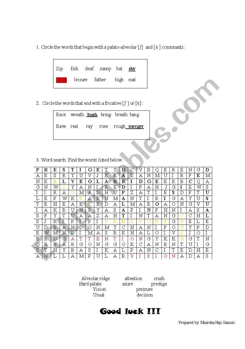 Sound worksheet