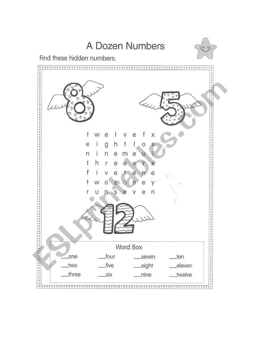 A dozen numbers worksheet