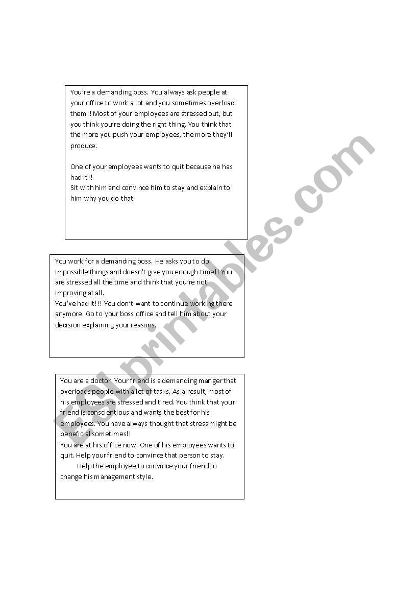 Role play (3 students) worksheet