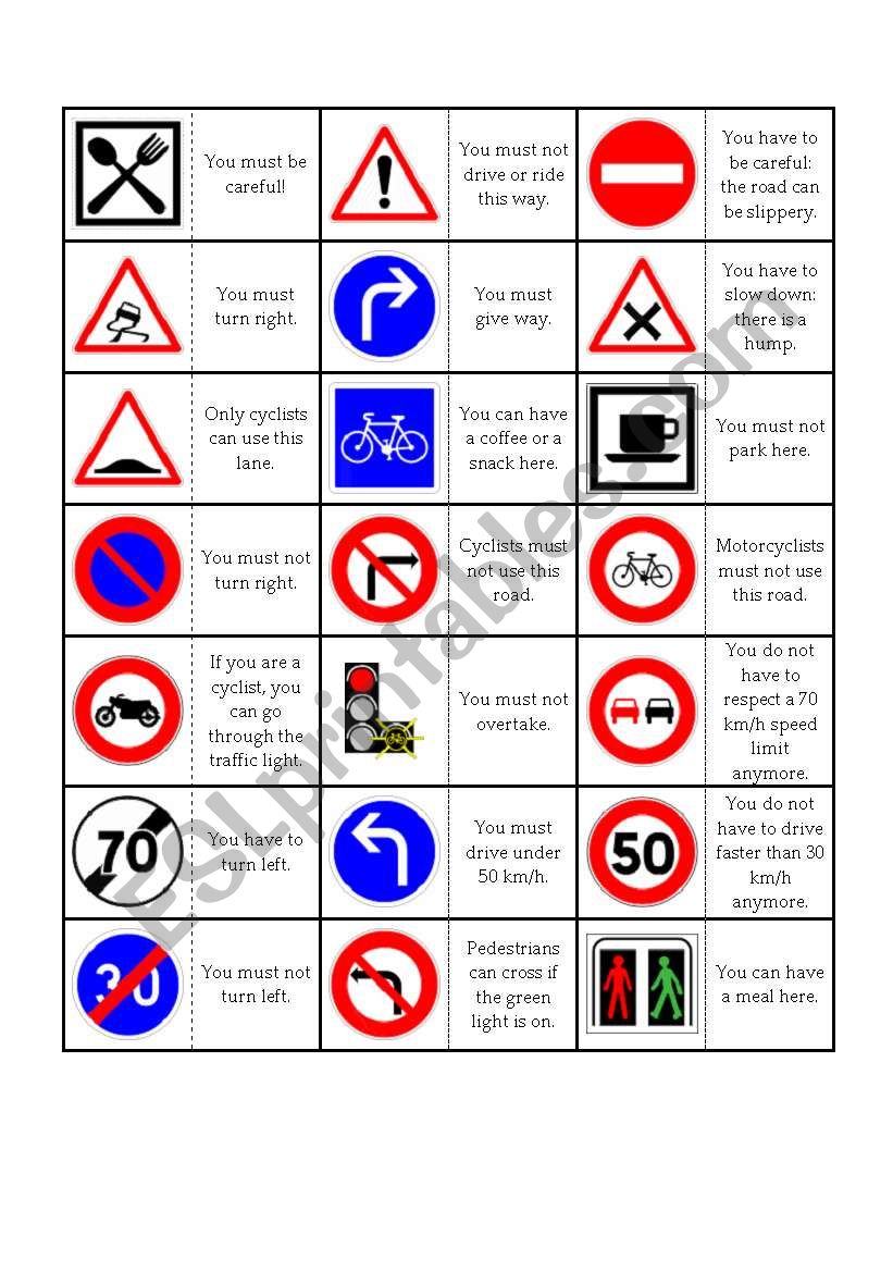 activities with road signs kindergarten worksheet spanish