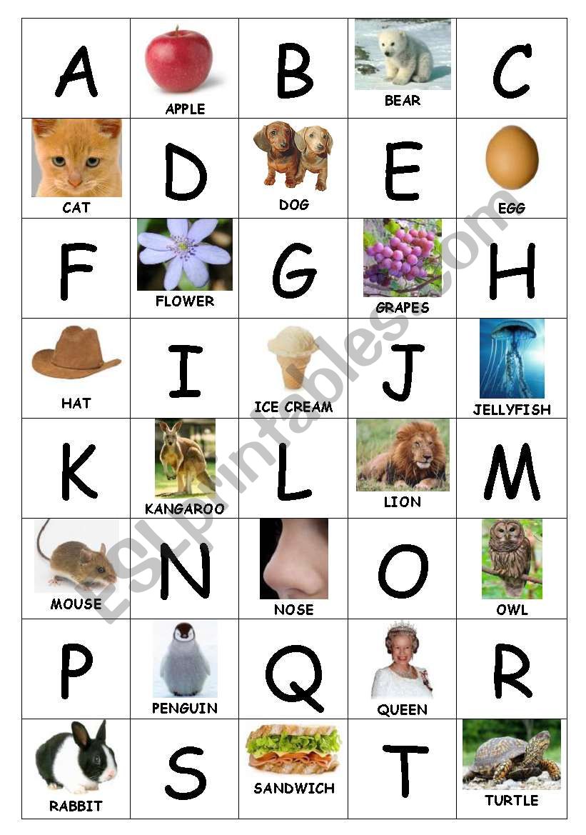 Alphabet Memory Game ESL Worksheet By Regina Di