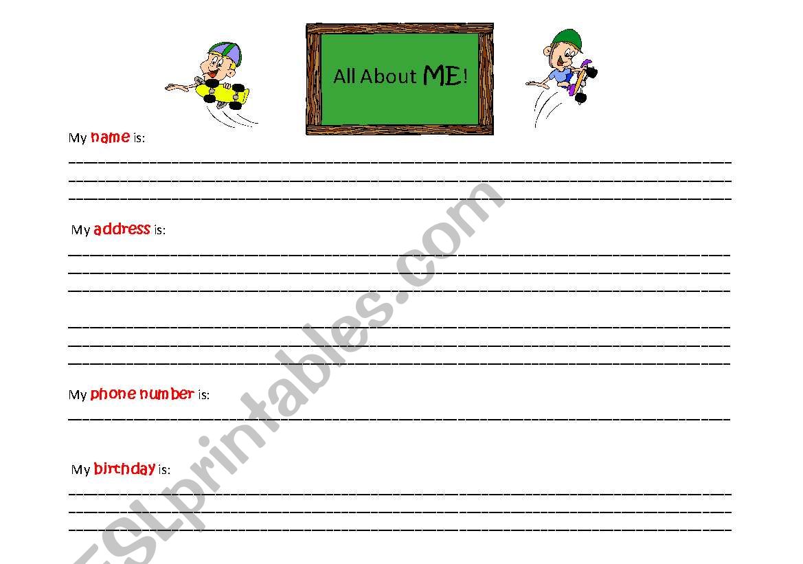All about ME! worksheet
