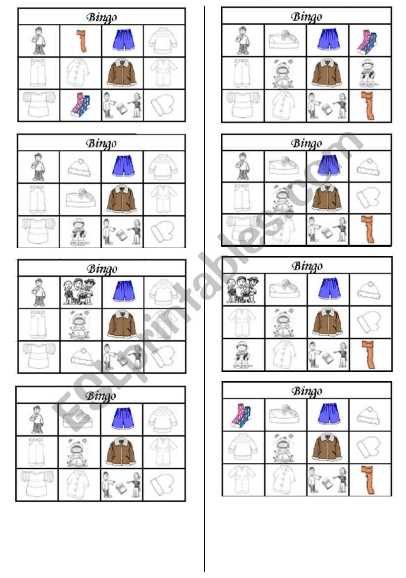 cloth bingo worksheet