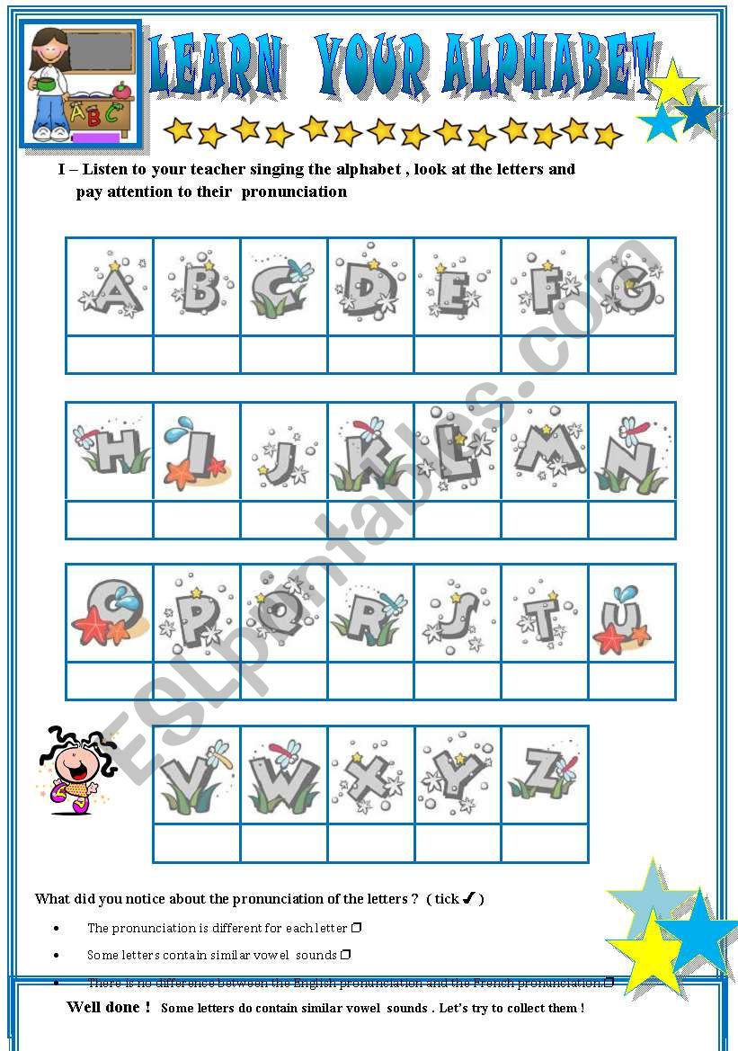 learn the alphabet worksheet