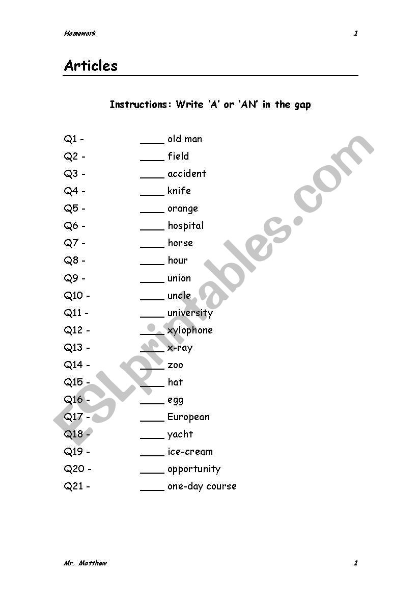 English worksheets: Various sheets to test basic grammar