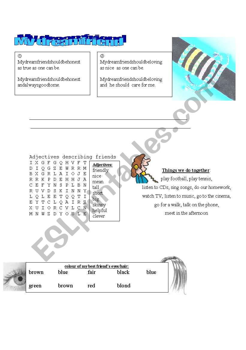 Describing friends worksheet