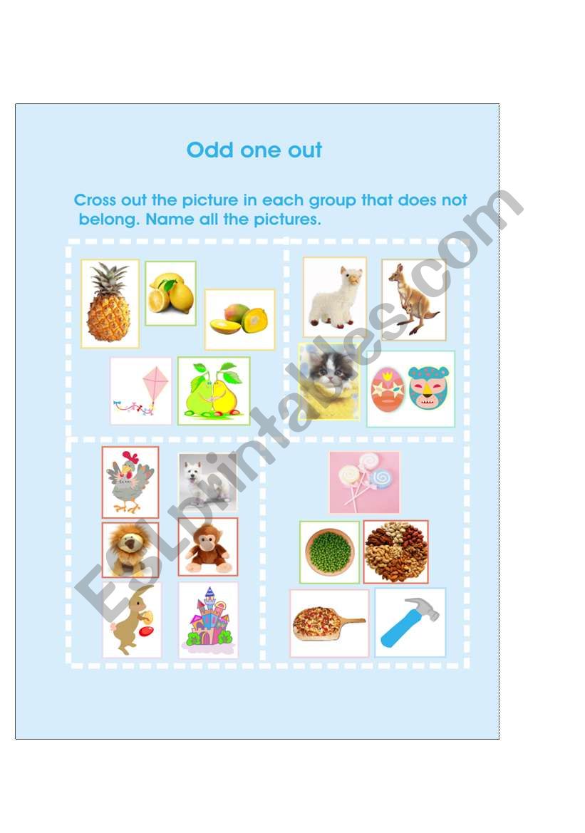 Odd one out worksheet