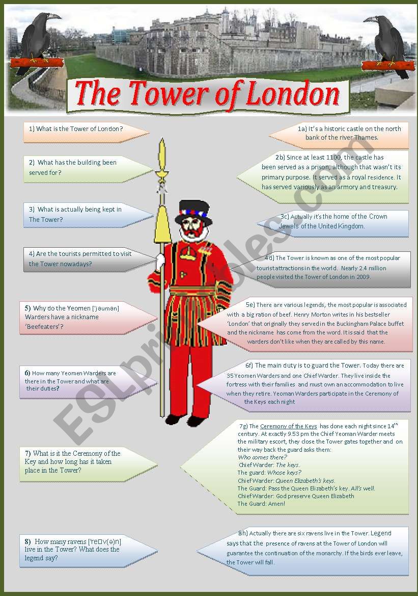 Tower Of London Worksheet