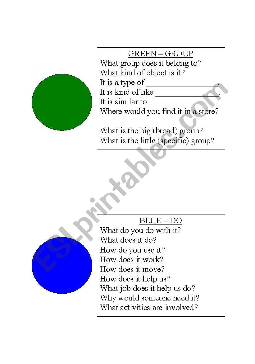 Description Cards worksheet