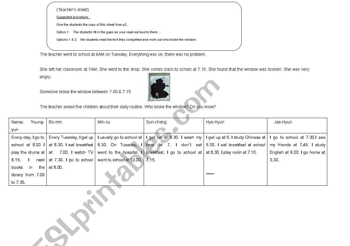 ROUTINES: Whodunnit reading comprehension (Solve the crime)