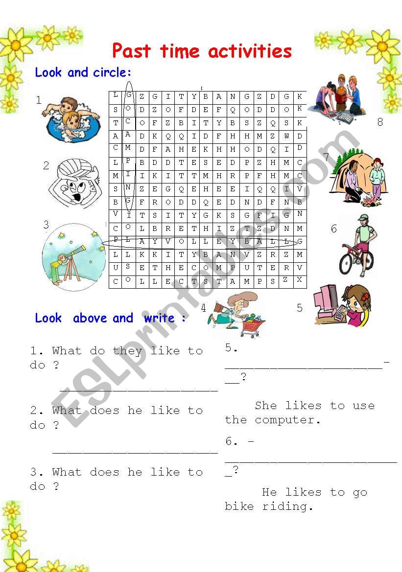 past time activities worksheet