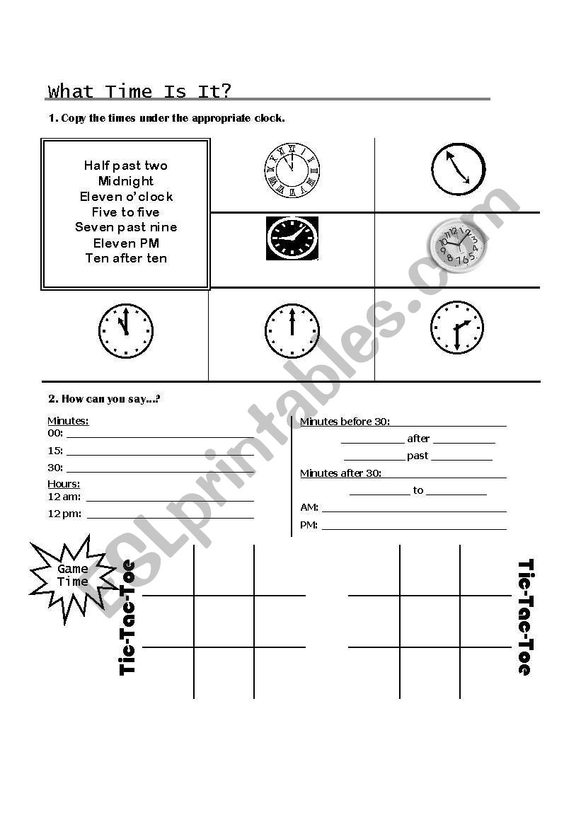 what time is it worksheet