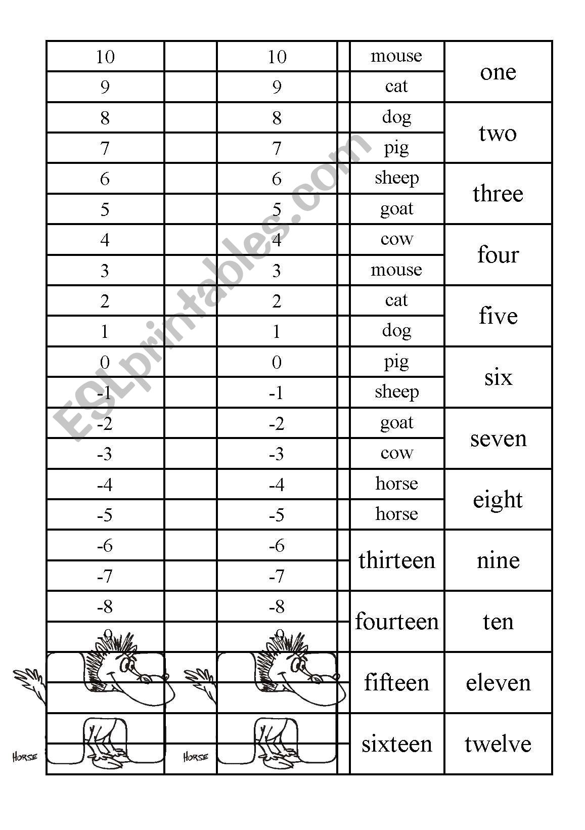 count- amimal  worksheet