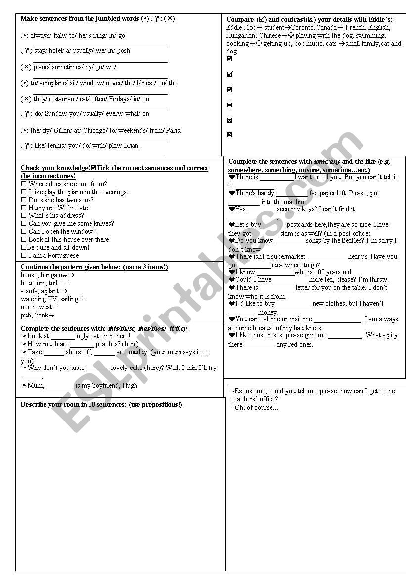 Comprehensive test for beginners