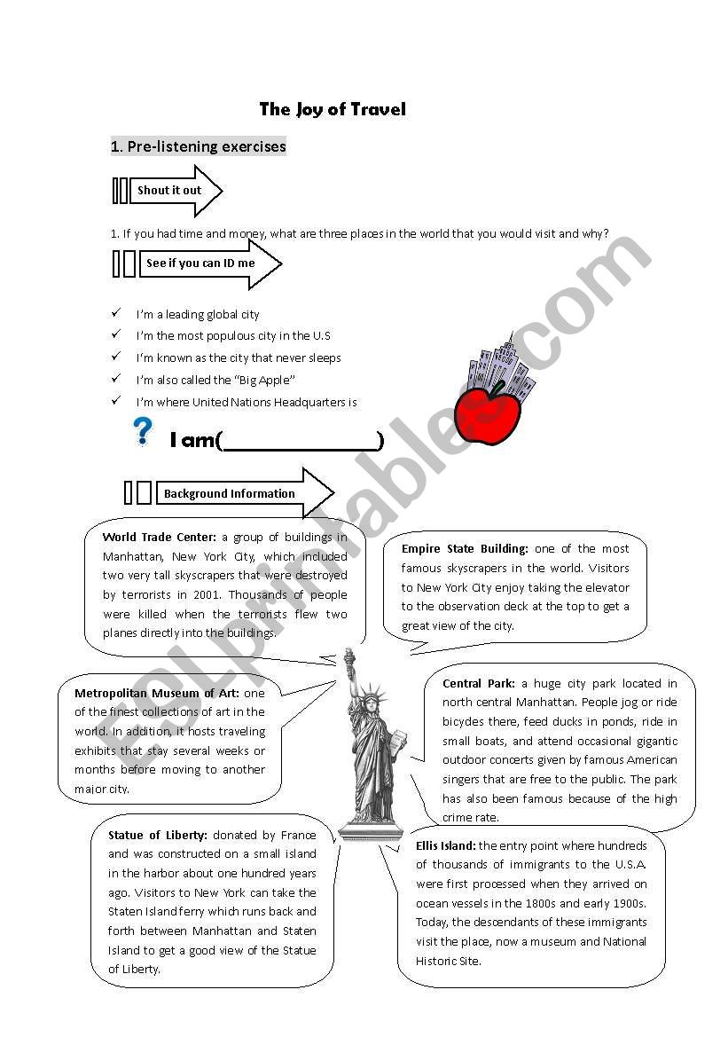 the joy of travel worksheet