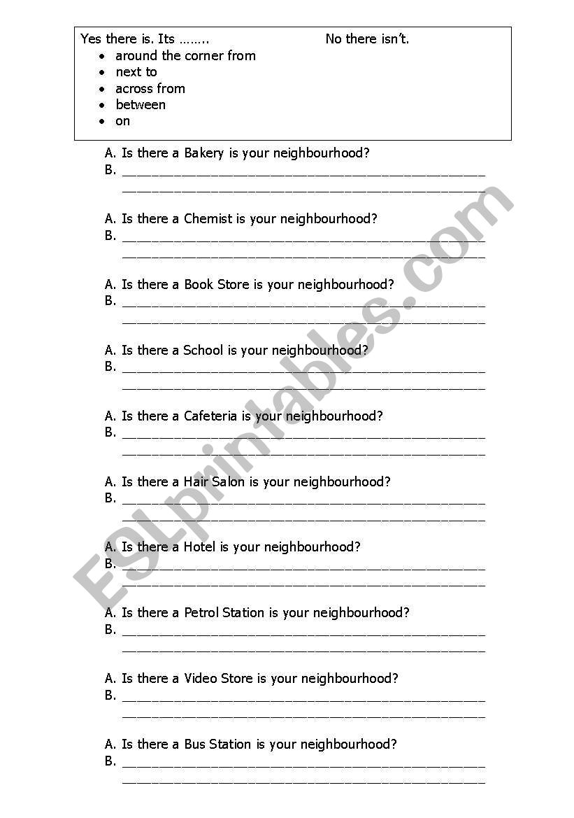 English worksheets: Preposition of location
