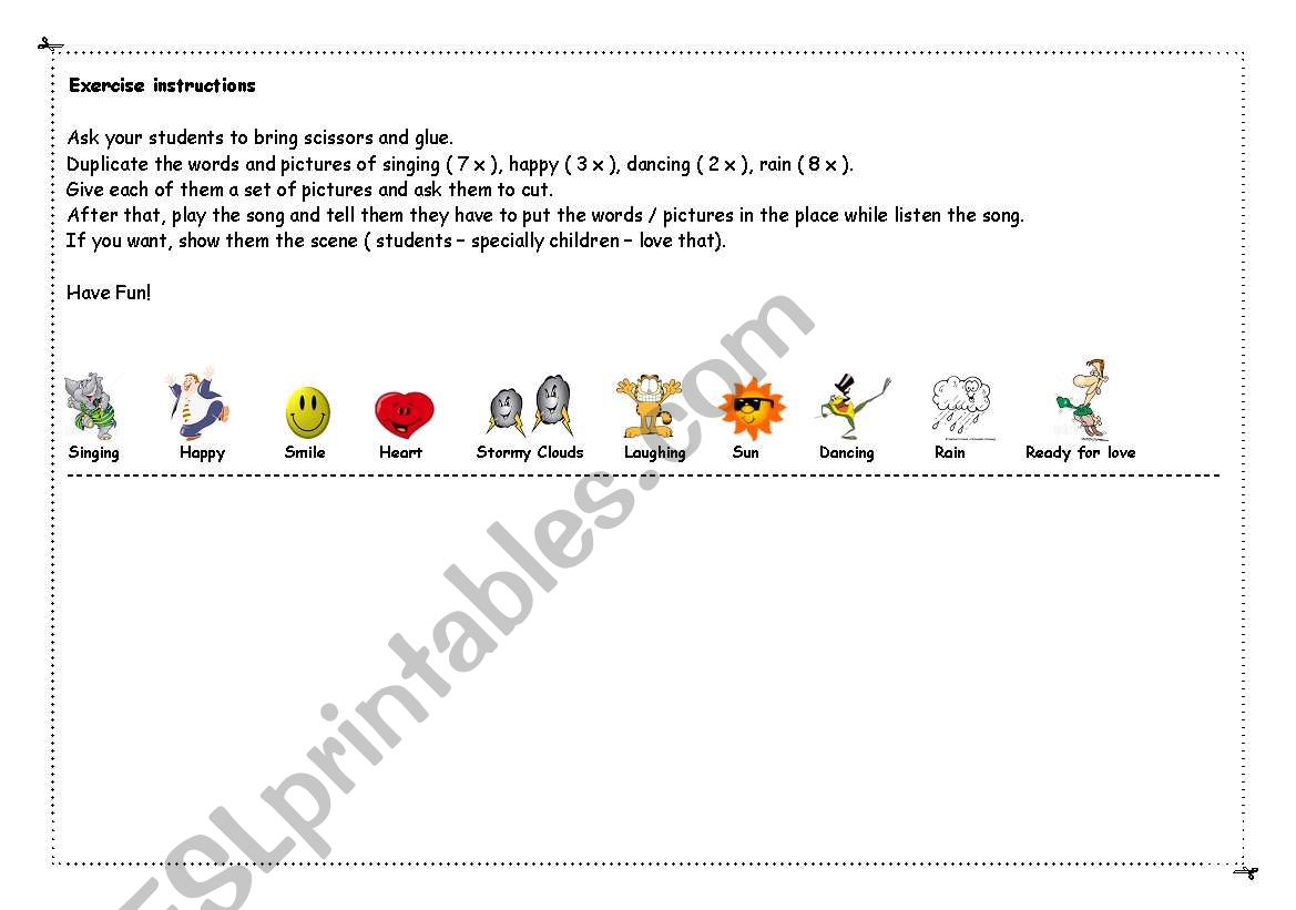 Singin in the rain worksheet