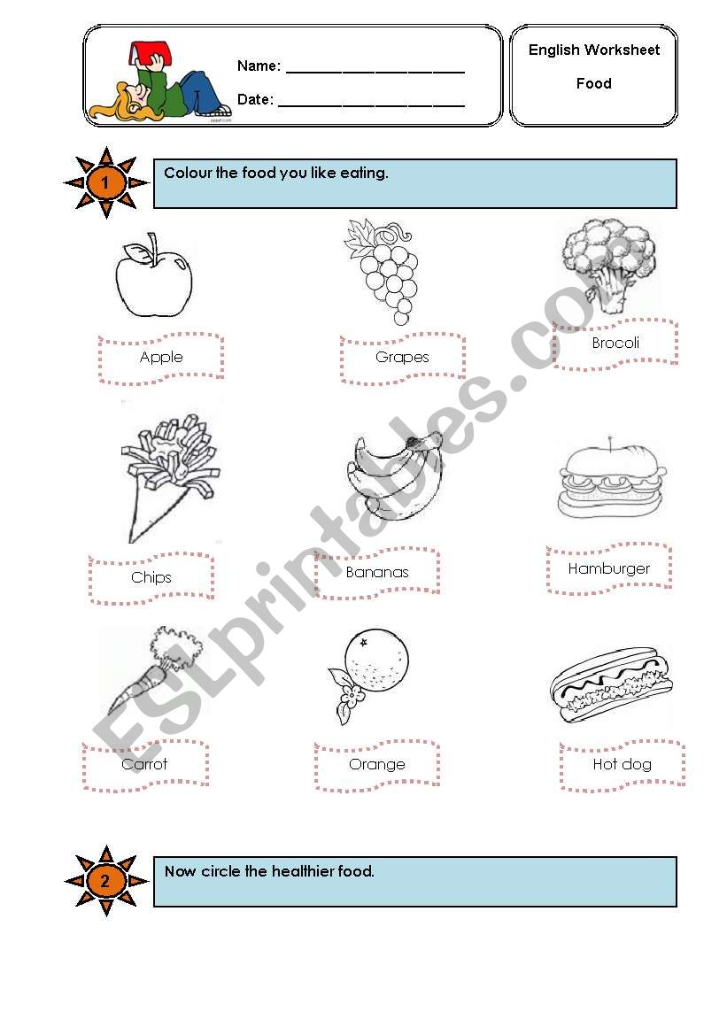 English worksheets: Healthy Foods