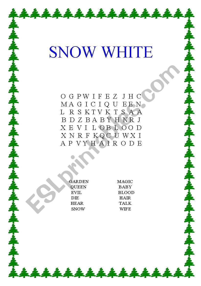 Snow white worksheet