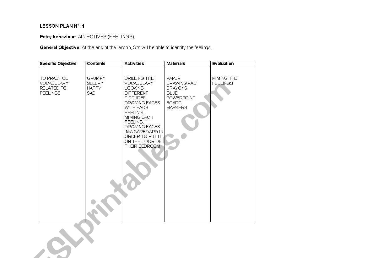 lesson plan preschool worksheet