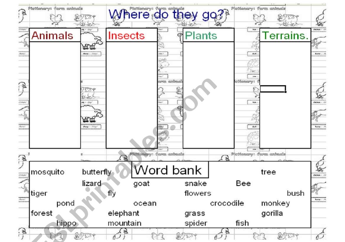 Where do they go? worksheet