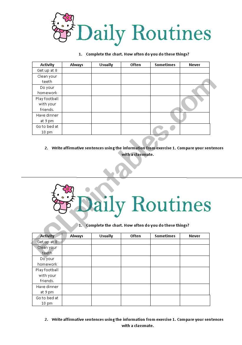 Daily Routines Adverbs Of Frequency ESL Worksheet By Jessisun