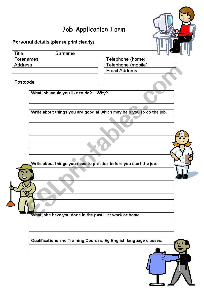 Jobs Activity - Application Form, Interview and Writing Exercise ...