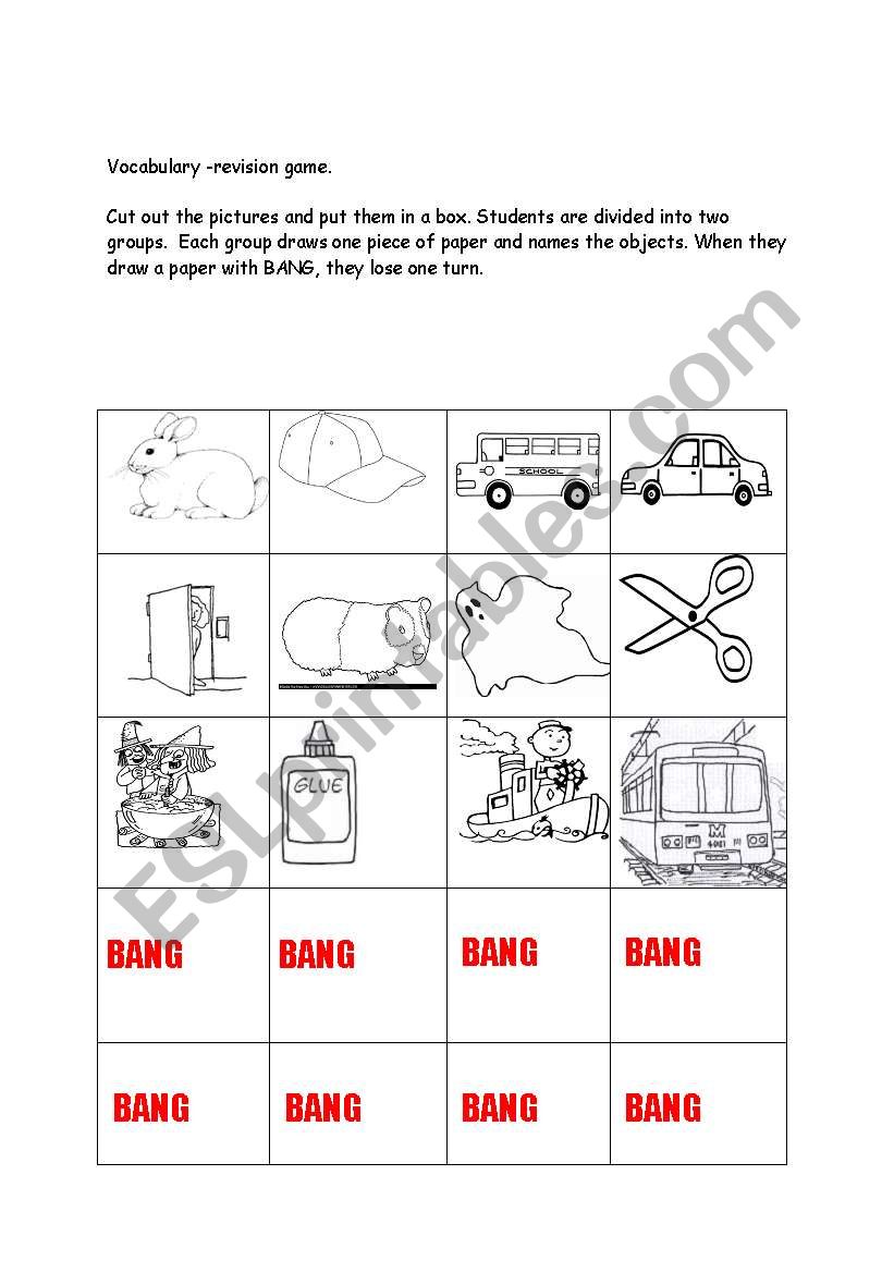 Bang-vocabulary revision worksheet