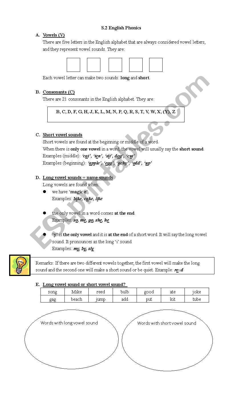 Phonics notes worksheet