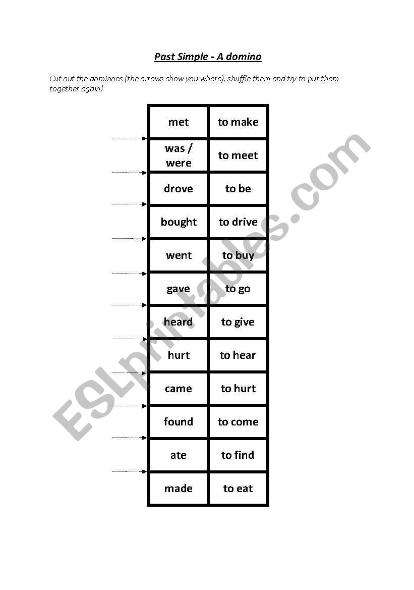 Past Simple - A domino worksheet