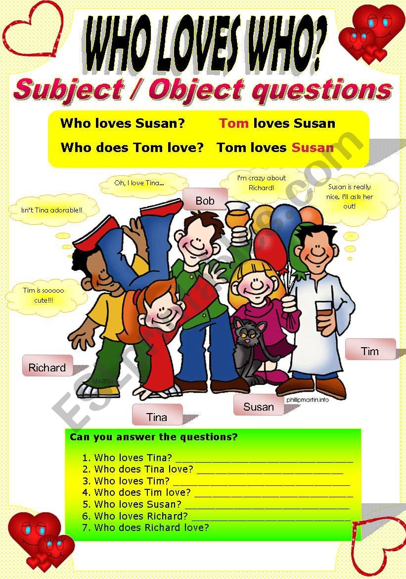 SUBJECT/OBJECT QUESTIONS worksheet