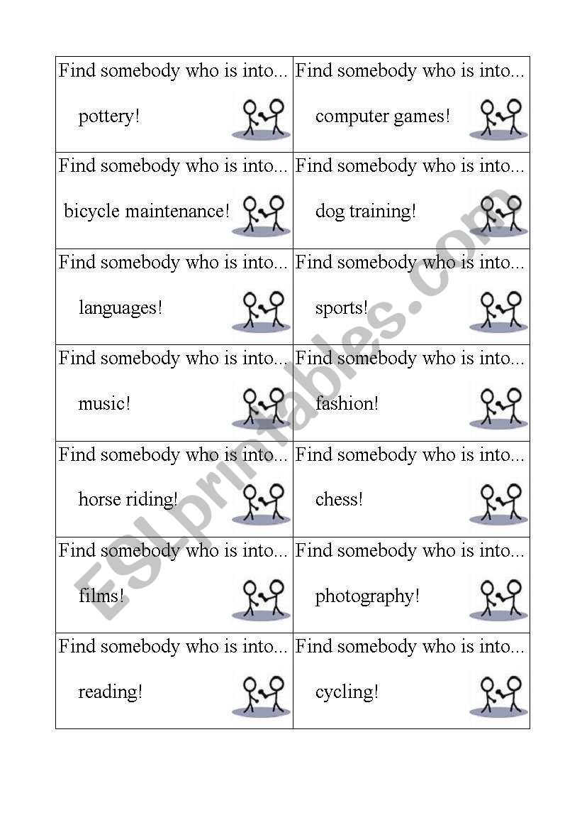 Find somebody worksheet