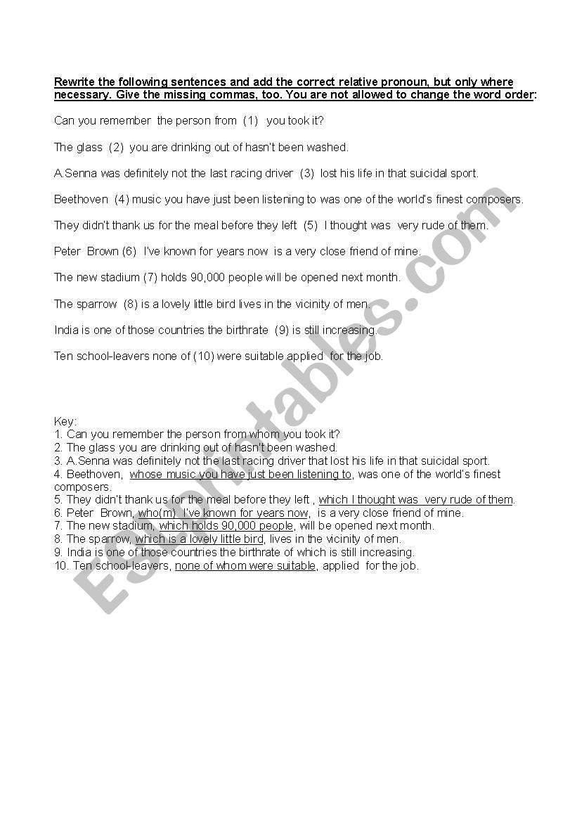 relative clauses 02 worksheet