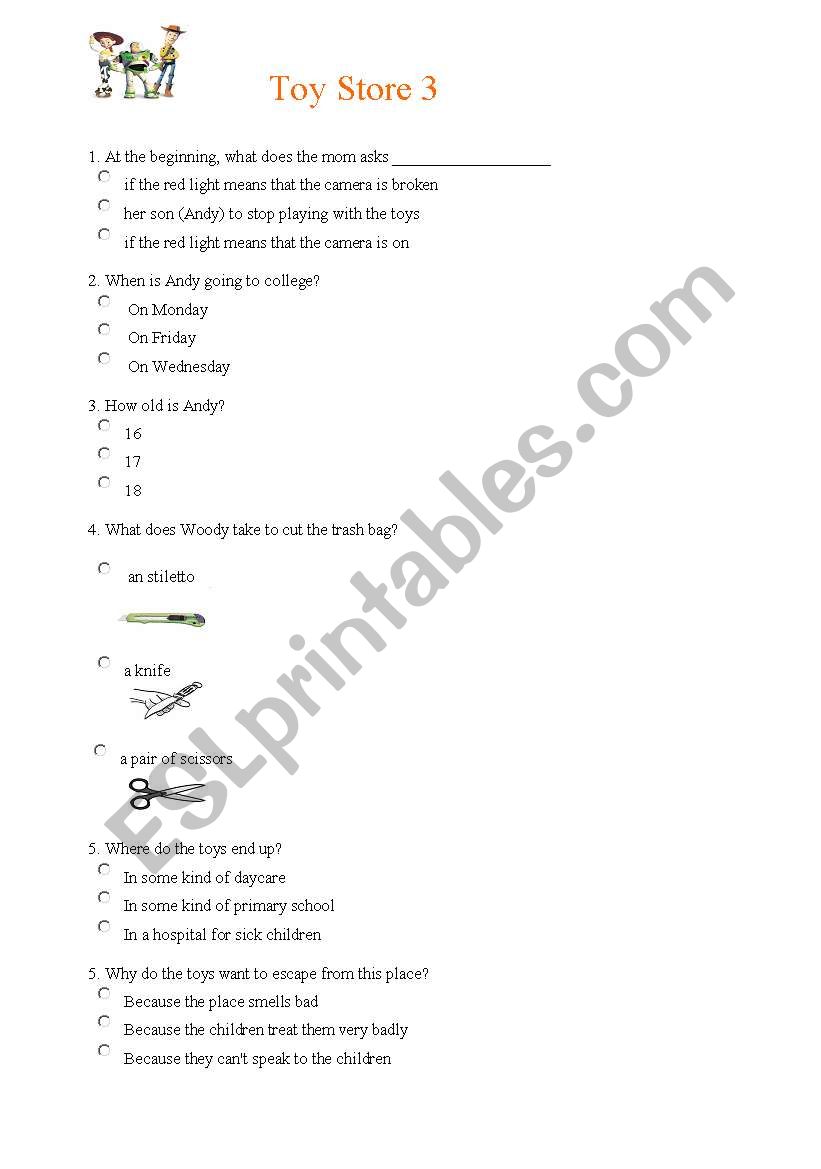 Toy Store 3 worksheet