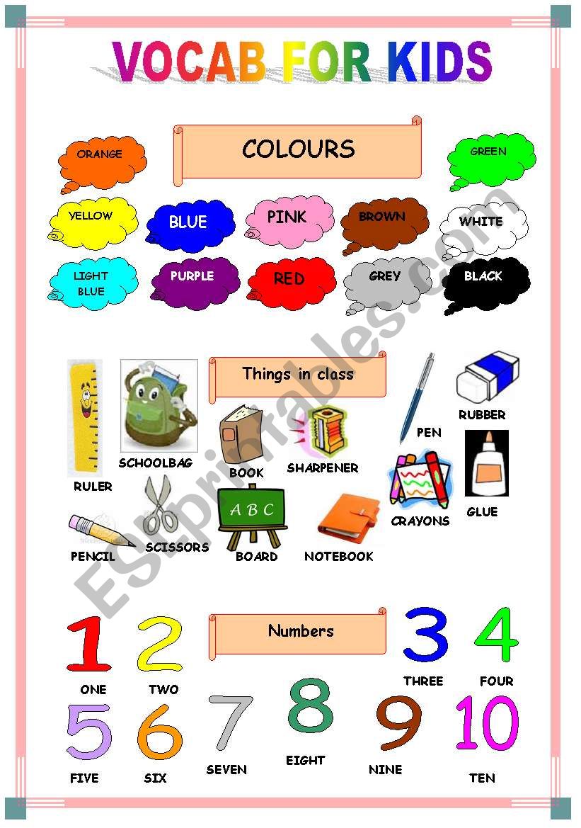 VOCAB FOR KIDS ESL Worksheet By Sweetdreamja