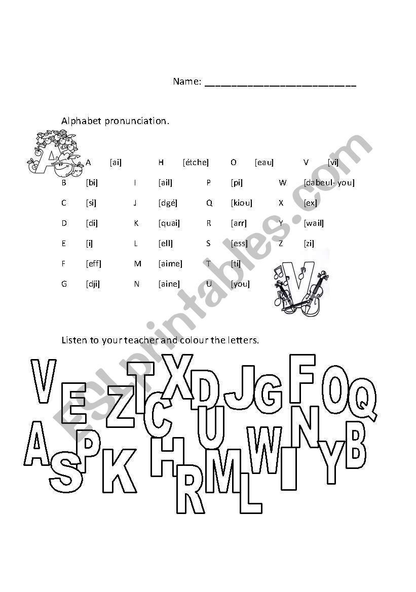 English worksheets: Pronunciation alphabet