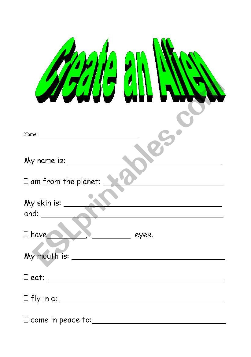 create an alien worksheet