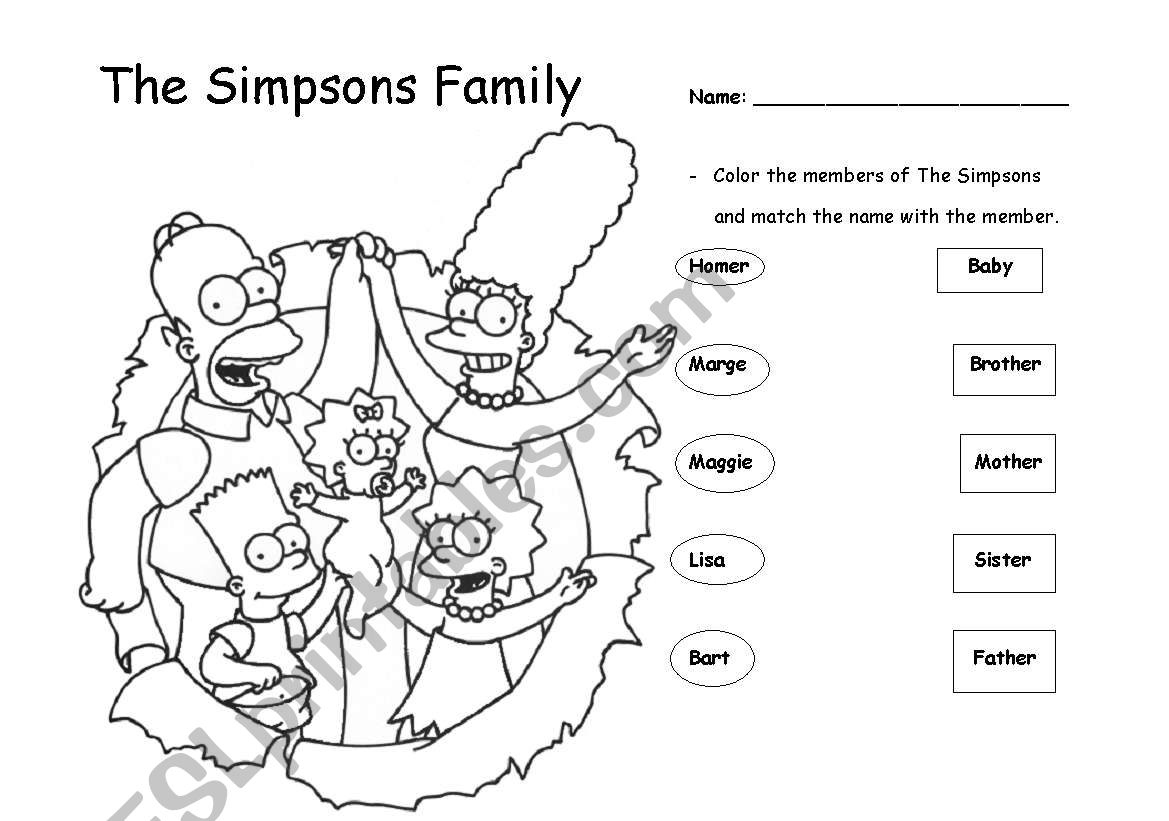 The Simpons Family worksheet