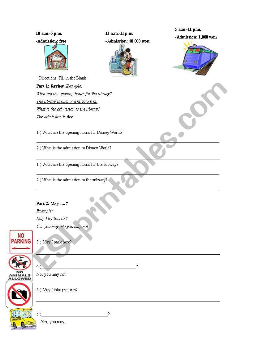 May I? worksheet