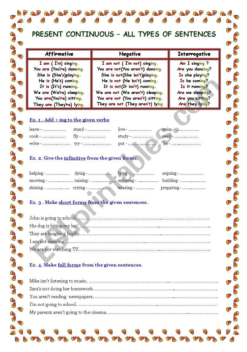 PRESENT CONTINUOUS worksheet