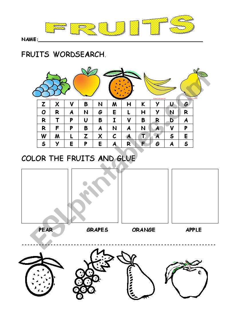 Fruits worksheet